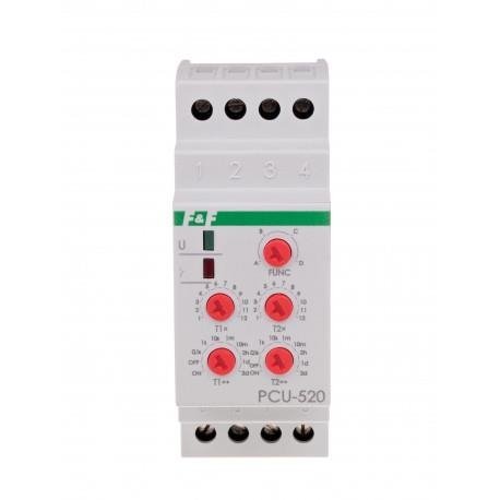 Przekaźnik czasowy nastawa dwóch czasów t1 i t2 2x8A 2xNO/NC 12-264V AC/DC PCU-520UNI F&F