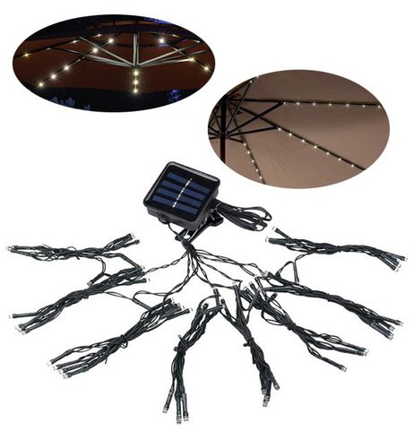 Lampy solarne pod parasol ogrodowy girlanda 72 x LED 6500K IP44 3,8m Polux