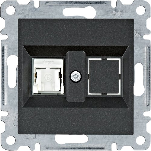 Gniazdo komputerowe pojedyczne RJ45 kat.6 UTP, czarny WL2153 Lumina Hager