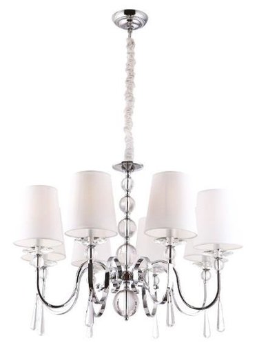 Lampa wisząca Charlotte duża 8xE14 biały abażur kryształki P0110 Maxlight