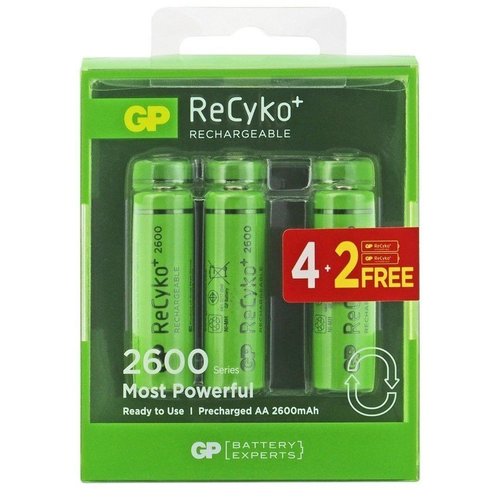 Komplet 6 sztuki Akumulator NiMH GP ReCyko+ AA 2600 mAh 1.2V GP Batteries