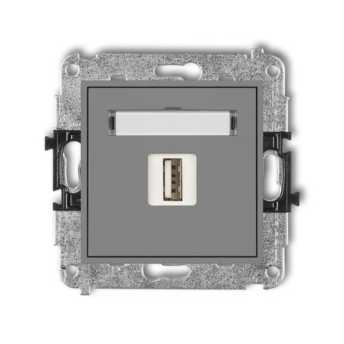 Mechanizm ładowarki USB pojedynczej, 5V, 1A szary mat 27MCUSB-1 Karlik Mini