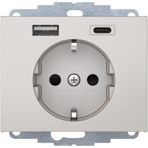 K.5 Gniazdo SCHUKO z ładowarką USB A+C 2.4/3.0 A. samozaciski. stal szlachetna Berker 48047004