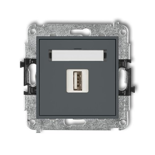 Mechanizm ładowarki USB pojedynczej, 5V, 2A grafitowy mat 28MCUSB-3 Karlik Mini