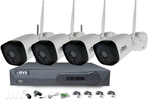 Kompletny zestaw monitoringu WiFi - 4 bezprzewodowe kamery tubowe 5MPX / 2K+ / 2560X1944PP, rejstrator IP WiFi DVS