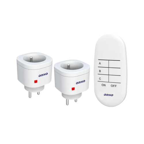 Zestaw bezprzewodowych mini gniazd sterowanych pilotem (2+1) Orno OR-GB-439