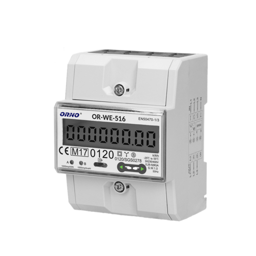 3-fazowy licznik energii elektrycznej, 80A, port RS-485, wielotaryfowy, 3 moduły, DIN TH-35mm Orno OR-WE-517