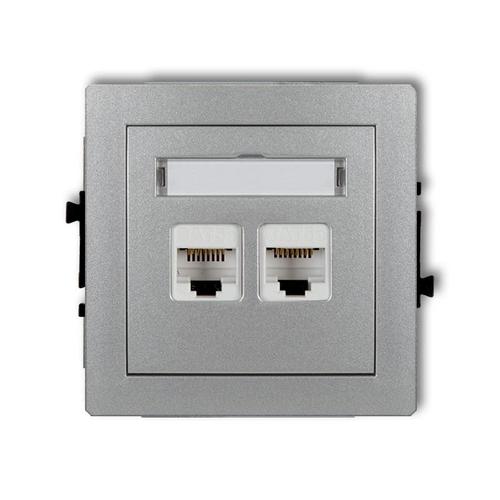 Mechanizm gniazda komputerowego podwójnego 2xRJ45, kat. 5e, 8-stykowy, bez pola opisowego srebrny metalik DECO 7DGKBO-2...