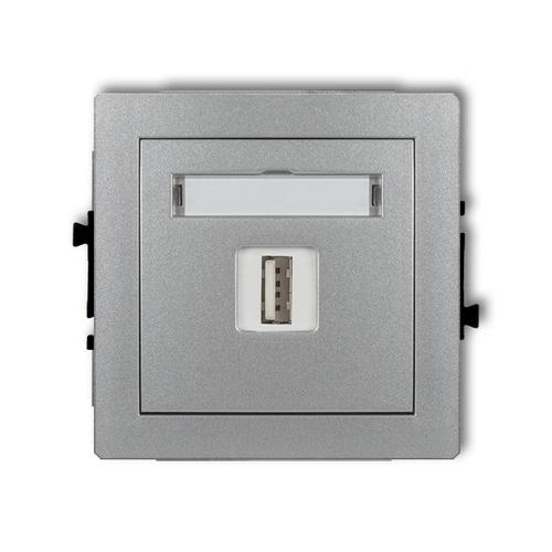 Mechanizm gniazda pojedynczego USB A-A 2.0, bez pola opisowego srebrny metalik DECO 7DGUSBBO-1 Karlik
