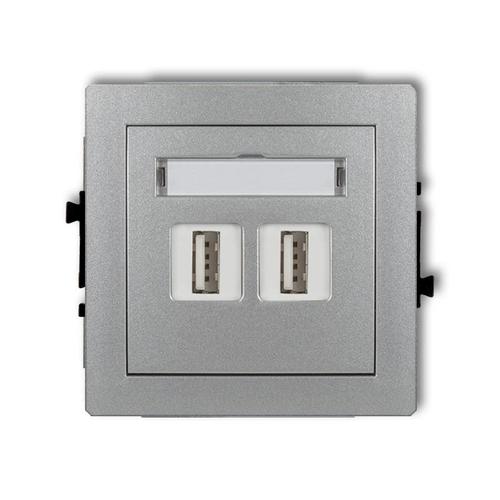 Mechanizm gniazda podwójnego 2xUSB A-A 3.0, bez pola opisowego srebrny metalik DECO 7DGUSBBO-6 Karlik