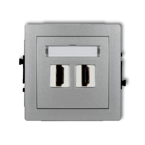 Mechanizm gniazda podwójnego HDMI 2.0, bez pola opisowego srebrny metalik DECO 7DHDMIBO-4 Karlik