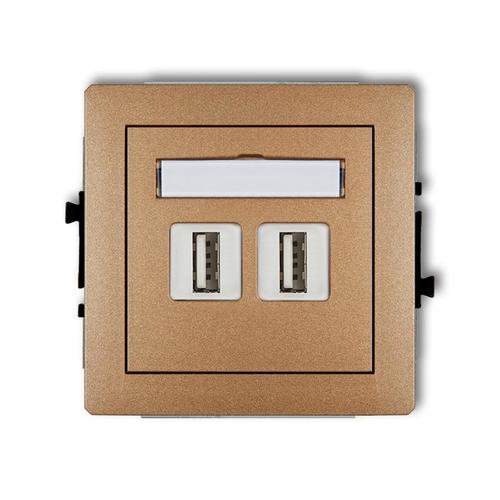 Mechanizm gniazda podwójnego 2xUSB A-A 3.0, bez pola opisowego złoty metalik DECO 8DGUSBBO-6 Karlik