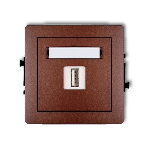 Mechanizm gniazda pojedynczego USB A-A 2.0, bez pola opisowego brązowy metalik DECO 9DGUSBBO-1 Karlik