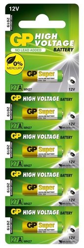 Bateria do pilotów samochodowych High Voltage Alkaline 12V MN27 opakowanie 5 sztuk GP Batteries
