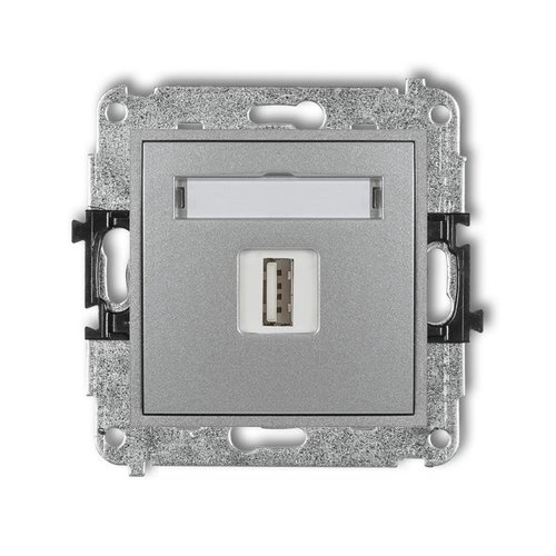 Mechanizm ładowarki USB pojedynczej, 5V, 1A srebrny metalik 7MCUSB-1 Karlik Mini