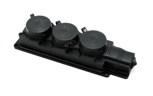 Listwa gumowa 3 gniazdowa czarna 3x2P+Z IP44 Pawbol D.3159/3