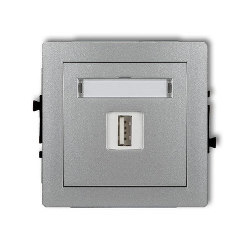 Mechanizm ładowarki USB pojedynczej, 5V, 2A srebrny metalik Karlik Deco 7DCUSB-3