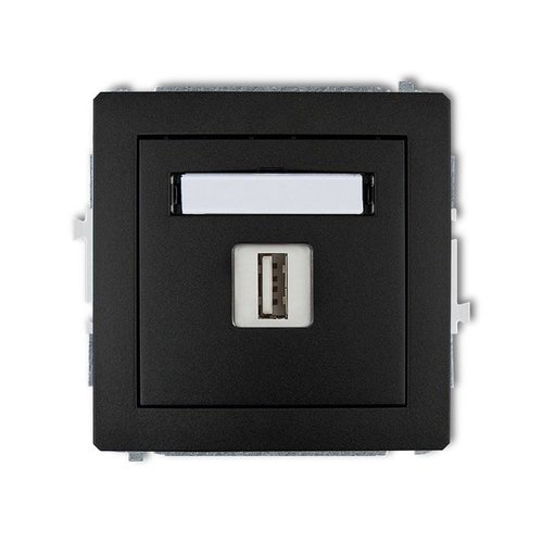 Mechanizm ładowarki USB pojedynczej, 5V, 2A czarny mat Karlik Deco 12DCUSB-3