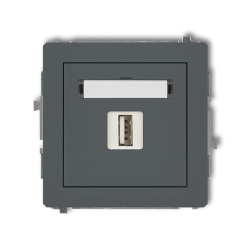 Mechanizm ładowarki USB pojedynczej, 5V, 2A grafitowy mat Karlik Deco 28DCUSB-3
