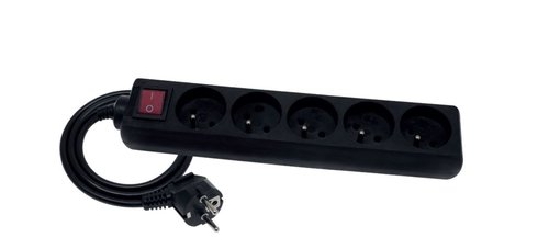 Przedłużacz 5 krotny czarny z włącznikiem i uziemianiem  przenośny ECONOMIC Elgotech EPS-503W-2