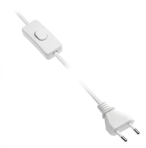 Kabel zasilający z wtyczka z włącznikiem 2m biały2x075mm2 GTV