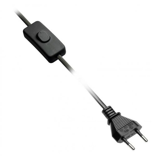 Kabel zasilający z wtyczka z włącznikiem 2m czarny 2x075mm2 GTV