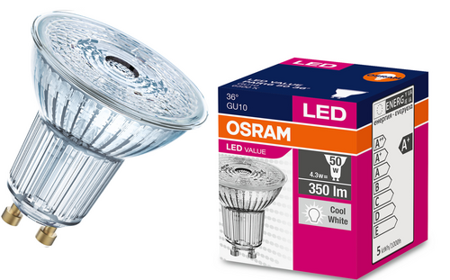 Żarówka LED Value PAR16  36st GU10 4,3W 6500K zimna Osram