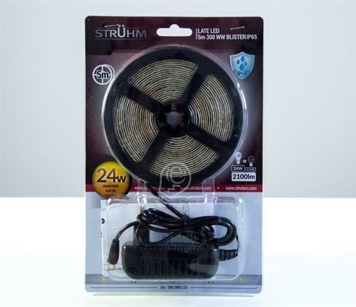 Zestaw pasek taśma LED 5m, 3000K ciepła 180 SMD IP65, Struhm