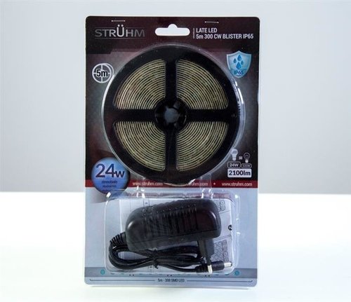 Zestaw pasek taśma LED 5m, 6500K zimna 180 SMD IP65, Struhm