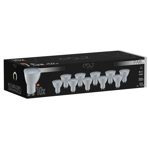 Zestaw <span class="keyword" >żar</span>ówek 10x FARI LED GU10 7,5W 4000K neutralna NW 700lm 120st EDO
