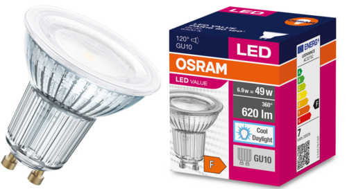 Żarówka LED VALUE PAR16 Glass 80 120° 6,9W 6500K GU10 Osram