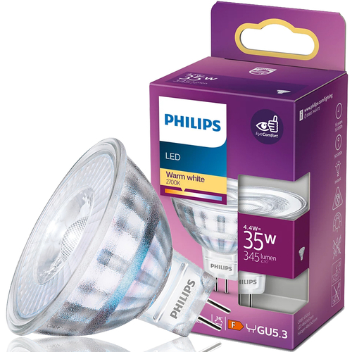 Żarówka LED GU5.3 MR16 4,4W =35W 2700K ciepła WW 345lm 36st Philips