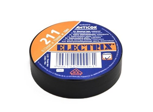 Taśma elektroizolacyjna PCW 15mm x 10m wodoodporna Anticor 211 czarna