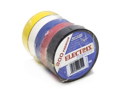 Taśma elektroizolacyjna PCW 19mm x 18m Premium Anticor 200 zestaw tęcza