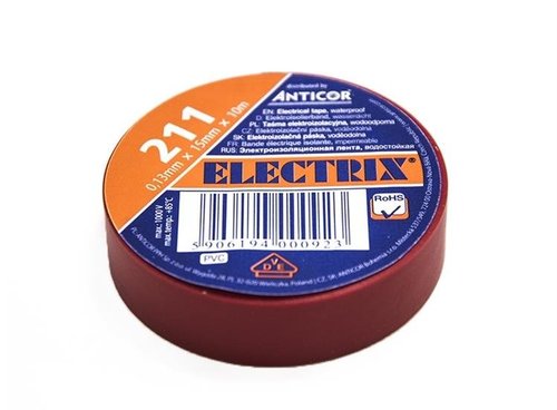 Taśma elektroizolacyjna PCW 15mm x 10m wodoodporna Anticor 211 czerwona