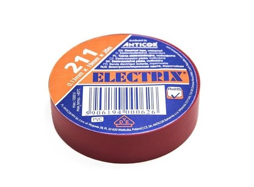Taśma elektroizolacyjna PCW 19mm x 20m wodoodporna Anticor 211 czerwona