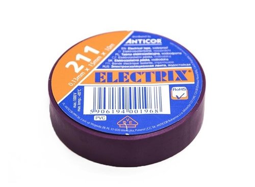 Taśma elektroizolacyjna PCW 15mm x 10m wodoodporna Anticor 211 fioletowa
