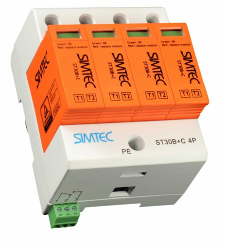 Ogranicznik przepięć typ 1+2, warystorowy, klasa B+C, czterobiegunowy Simtec Simet 85201010