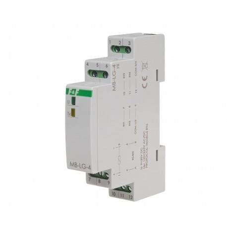 Licznik czasu pracy z wyjściem MODBUS RTU, 4-kanałowy, 1 moduł 6÷30V AC/DC