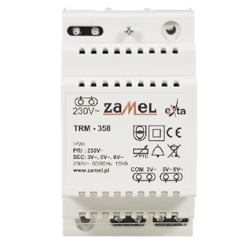 Transformator 230/3/5/8V AC 15VA, TRM-358, exta Zamel