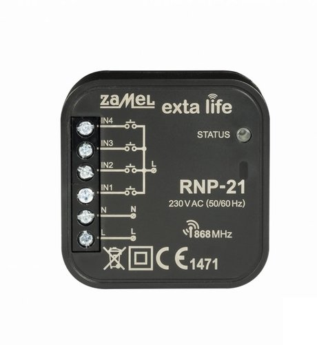 Radiowy nadajnik dopuszkowy 4-kanałowy 230V Zamel exta life RNP-21