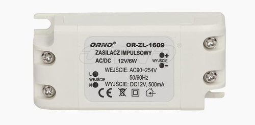 Zasilacz do LED 12V, 6W, IP20, OR-ZL-1609 Orno