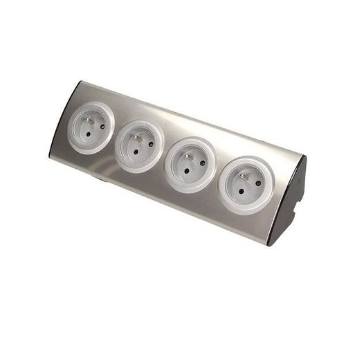 Gniazdo meblowe 4x2P+Z INOX, Orno OR-AE-1340