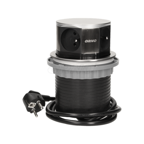 Gniazdo meblowe, wysuwane z blatu 4x2P+Z z przewodem 1,5m, OR-AE-1380 INOX Orno