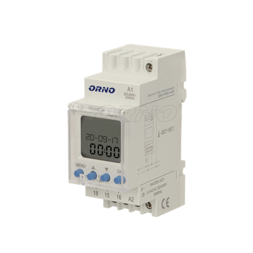 Elektroniczny programator czasowy na szynę DIN Orno OR-PRE-433