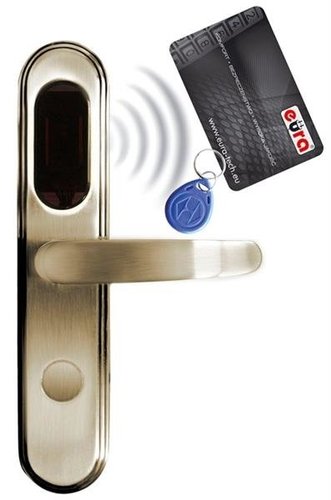 Szyld zamka elektromechanicznego ''EURA'' ELH-20B9/BRASS z czytnikiem kart RFID mosiądz