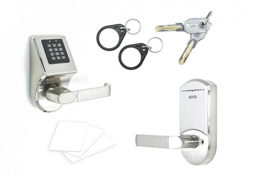Szyld z kontrolą dostępu 'EURA' ELH-70B9 SILVER z czytnikiem RFID i szyfratorem, uniwersalny rozstaw śrub mocujących