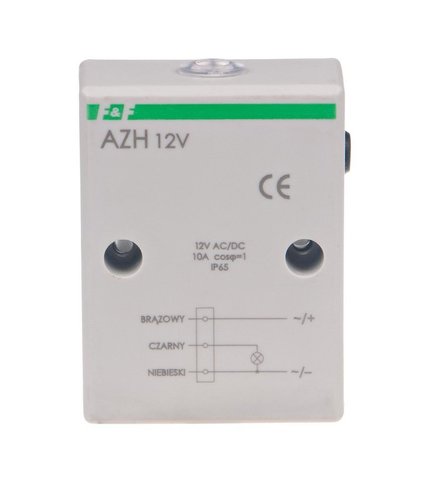 Automat zmierzchowy hermetyczny, Un=12V AC/DC, I=10A, przewód przyłączeniowy 0,8m, AZH-12V, F&F