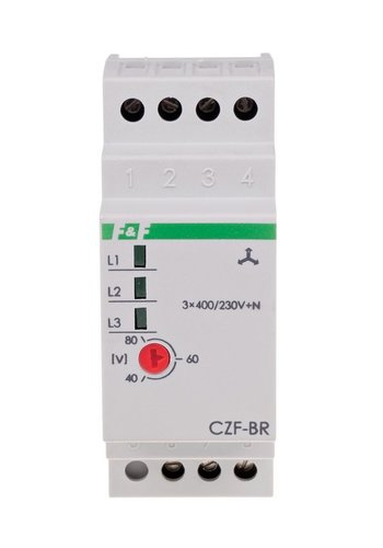 Czujnik zaniku I fazy styk 1P 10A próg regulowany 40-80V 2 moduły CZF-BR F&F