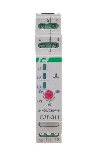 Czujnik zaniku I fazy styk 1P 10A próg regulowany 165-180V 1 moduł CZF-311 F&F